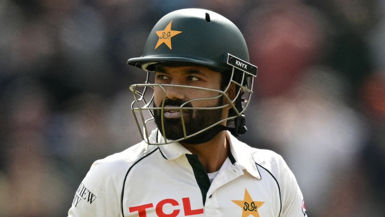 Pakistan's Mohammad Rizwan trudges off during the team's innings hammering by England at Headingley