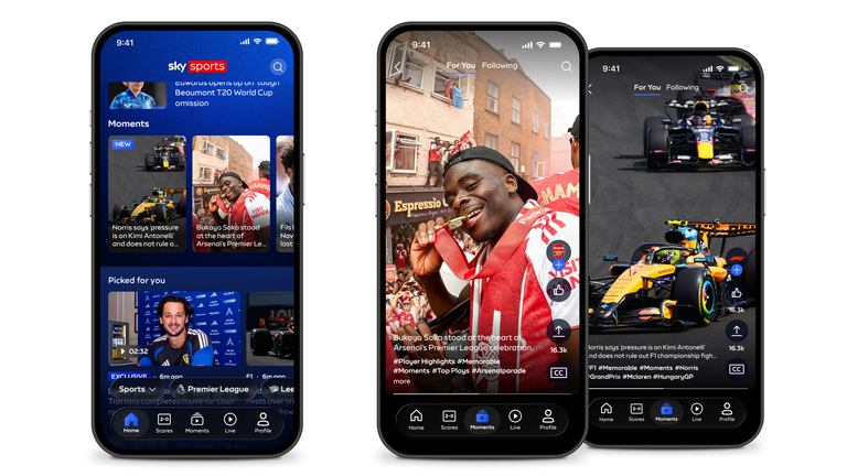 Follow your favourites in the Sky Sports app to see more of the moments that matter to you