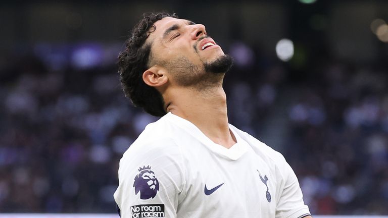 Spurs forward Omar Marmoush shows the strain during defeat to Newcastle
