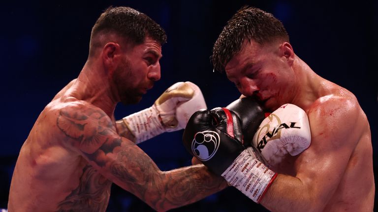 Pierce O'Leary in action against Mark Chamberlain in Dublin