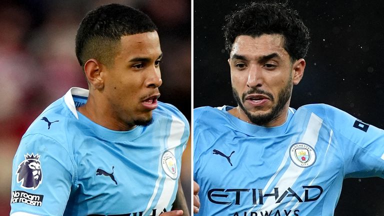 Man City duo Savinho (left) and Omar Marmoush could both move to Tottenham