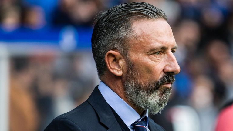 GLASGOW, SCOTLAND - AUGUST 20: Rangers manager Derek McInnes during a UEFA Conference League Playoff Round First Leg match between Rangers and Jablonec, at Ibrox Stadium, on August 20, 2026, in Glasgow, Scotland. (Photo by Craig Williamson / SNS Group)