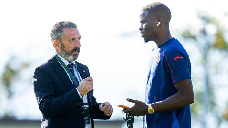 Rangers manager Derek McInnes and Olwethu Makhanya