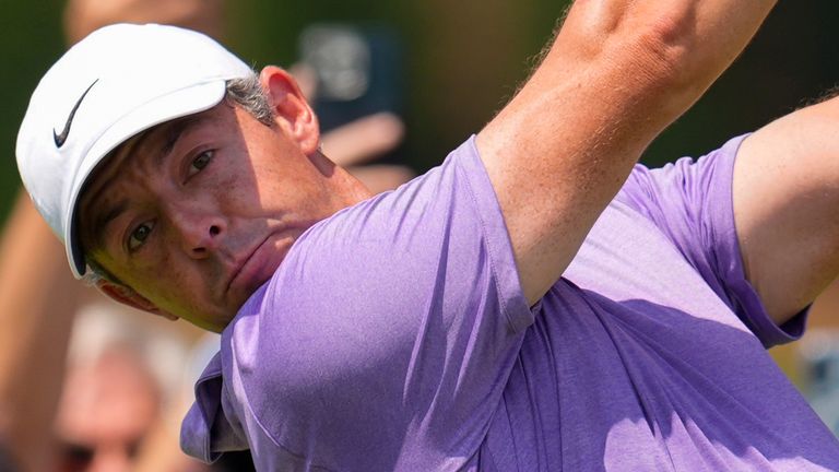 Rory McIlroy, of Northern Ireland, hits from the fourth tee during the third round of the PGA Tour Championship 