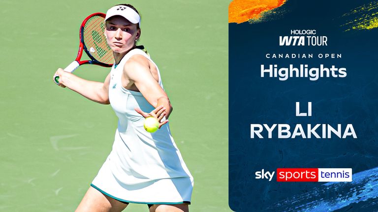 Elena Rybakina of Kazakhstan returns a shot during her match at the WTA National Bank Open tournament 