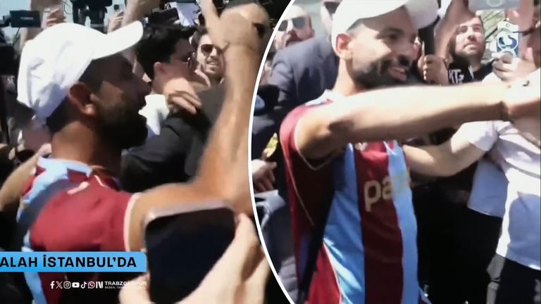 Mohamed Salah lands in Trabzon as he is greeted by massive crowd of fans to welcome him to Trabzonspor. 