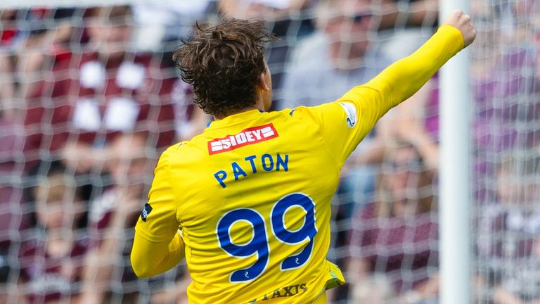 St Johnstone's Ruari Paton celebrates after scoring to make it 2-1 