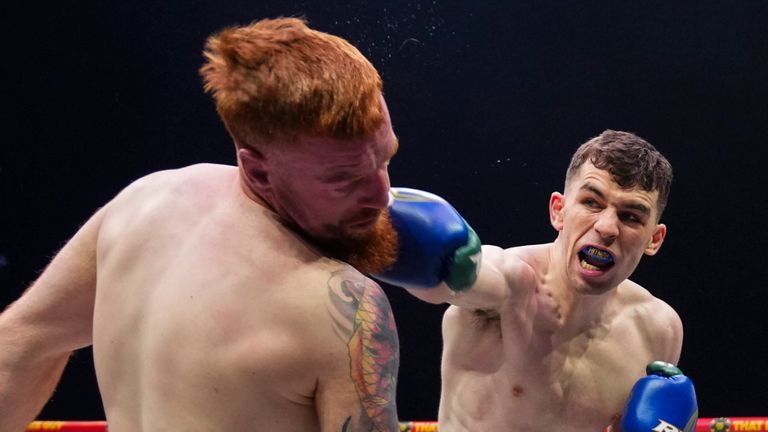 DUBLIN, IRELAND - AUGUST 08:  in a middleweight bout during the Zuffa Boxing 10 event at 3Arena on August 8, 2026 in Dublin, Ireland. (Photo by Cooper Neill/Zuffa Boxing)