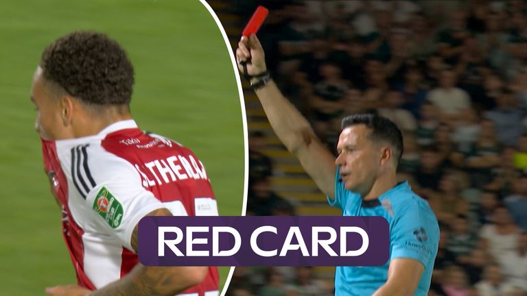 Copilot said:

Ethan Sutherland's Exeter debut ends in disappointment as he's shown a second yellow card against arch-rivals Plymouth Argyle in the Carabao Cup first round.