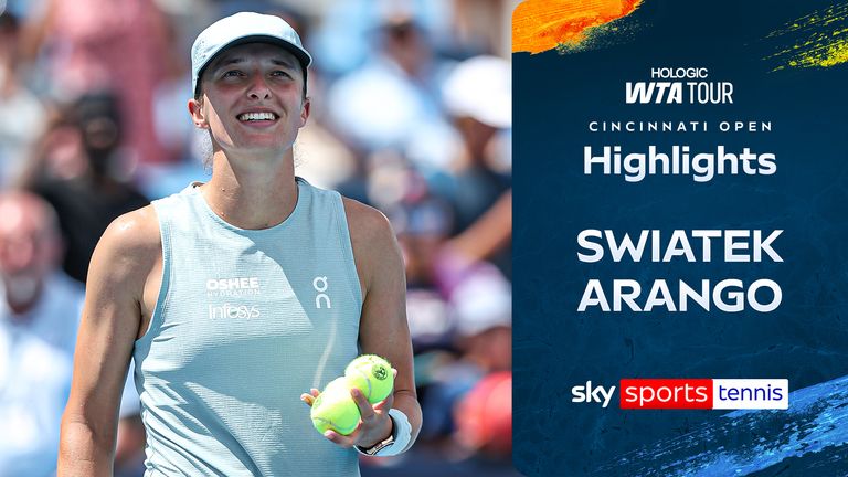 Highlights of Iga Swiatek against Emiliana Arango from the Cincinnati Open.