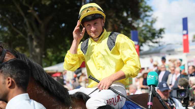 Tom Marquand takes the acclaim of the crowd aboard Infraad