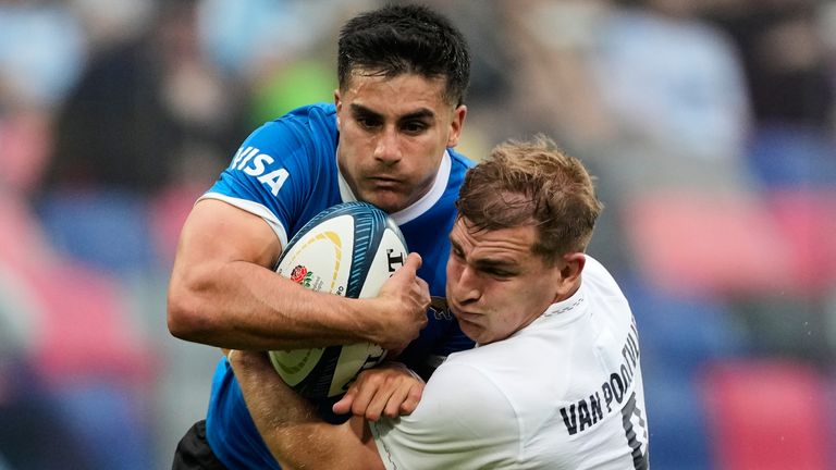 Argentina's Tomas Albornoz (left) has been suspended for four matches after being hit with a misconduct charge