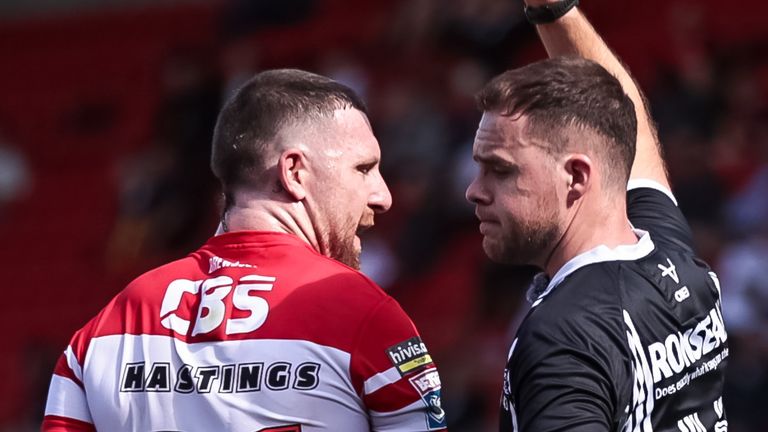 St Helens captain Tyler Hastings was shown a red card for violent conduct during their win over Castleford Tigers on Saturday