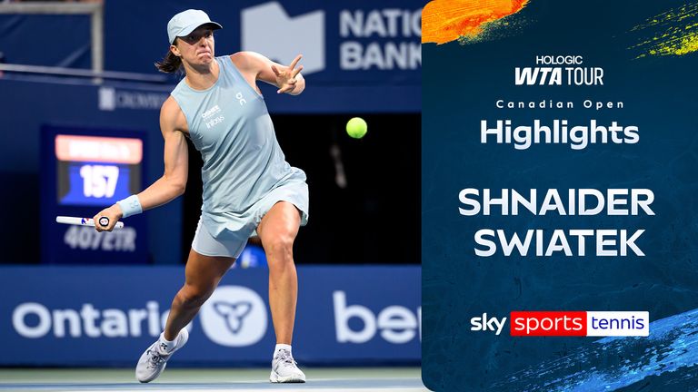 Highlights of the Canadian Open match between Diana Shnaider and Iga Swiatek. 