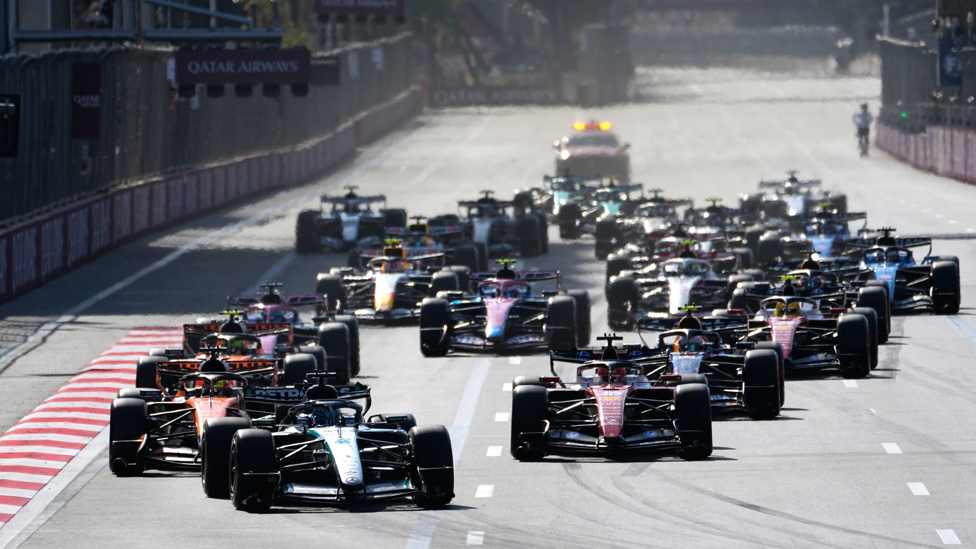 Azerbaijan GP: Russell leads, Verstappen third after stunning surge LIVE!