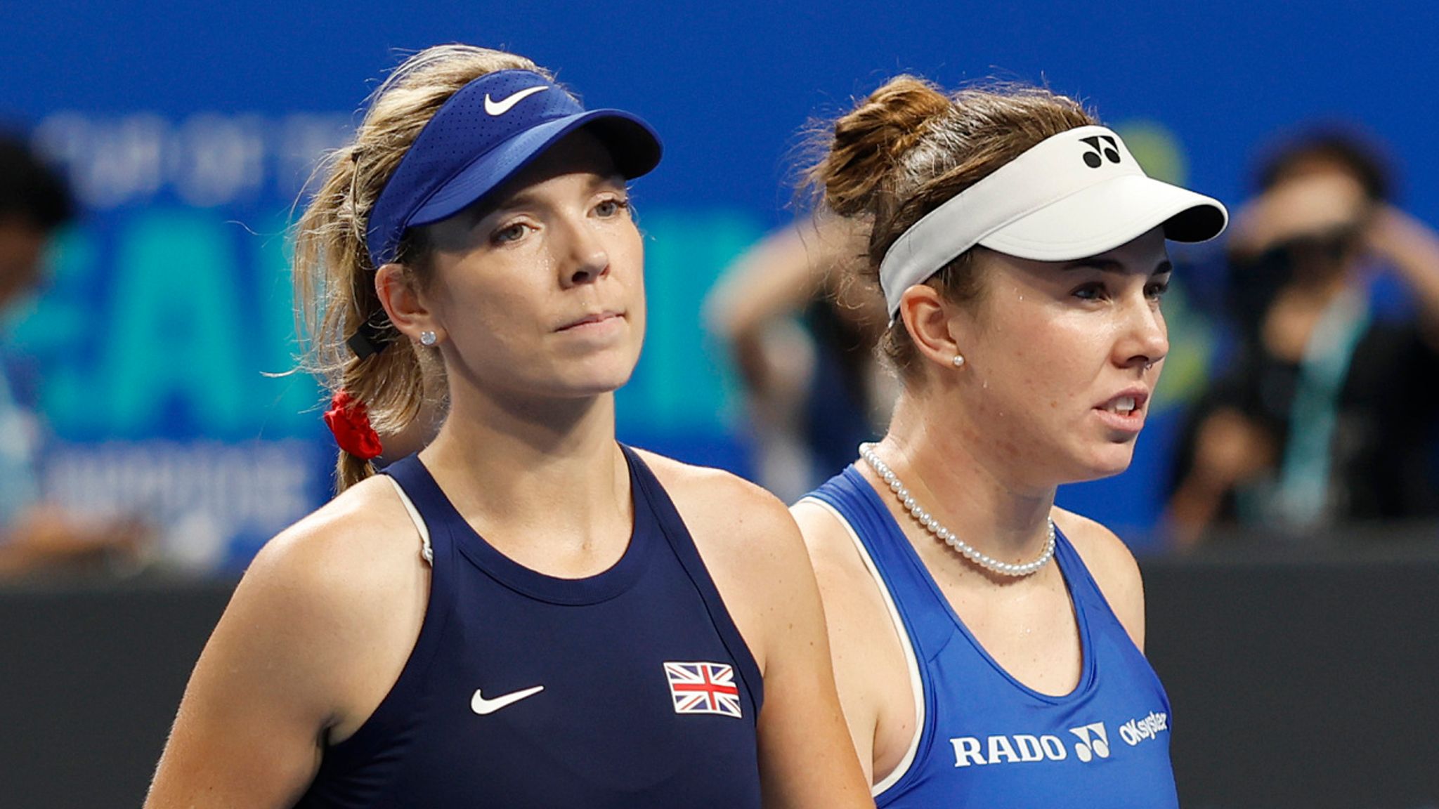 Katie Boulter (left) and Great Britain are out of the Billie Jean King Cup after defeat to the Czech Republic