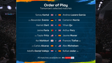 Selected matches on Sky Sports Tennis and Sky Sports+ this Thursday