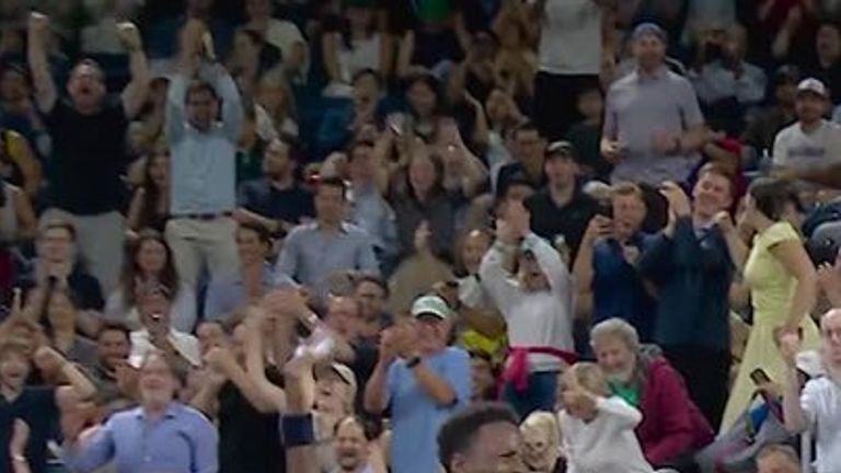 Monfils pulls of jumping forehand
