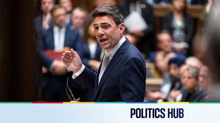 Britain's Prime Minister Andy Burnham speaks during Ministerial Statement on Government Direction at the House of Commons in London, Britain