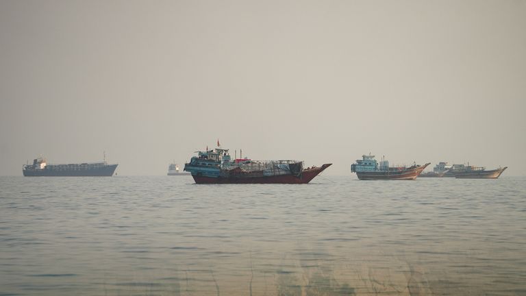 Vessels in the Strait of Hormuz. Pic: Reuters