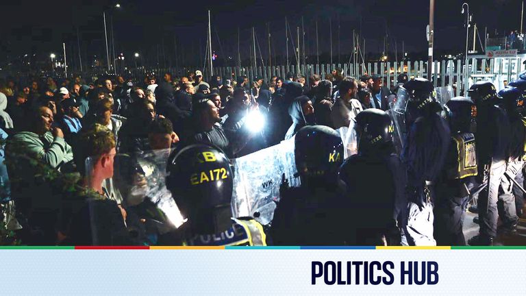 Police face off with protesters in Portsmouth