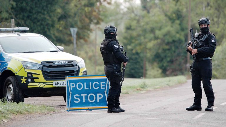 Police pictured outside RAF Fairford last month. Pic: PA