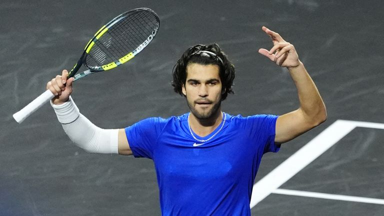 Alcaraz celebrates after his thrilling win over Taylor Fritz