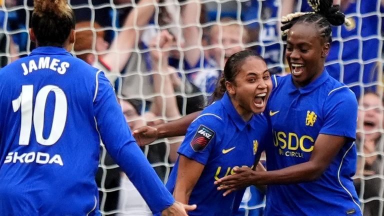 Alyssa Thompson celebrates after putting Chelsea in front