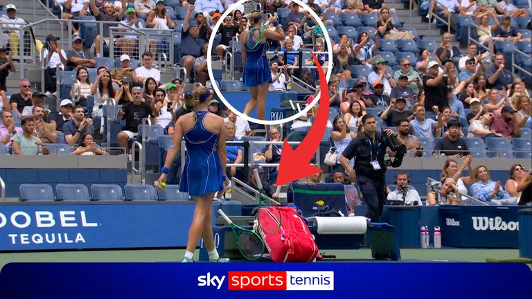 Mirra Andreeva vents her frustration by throwing her racket at her courtside bag, with the racket narrowly missing a cameraman as Coco Gauff mounted her comeback in the match after a strong start from the World number five.