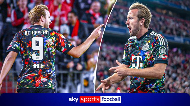 Kane scores 100th Bundesliga goal.