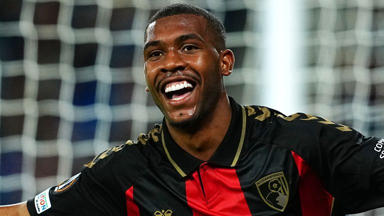 Rayan celebrates after scoring Bournemouth's second goal (AP Photo/Miguel Oses)
