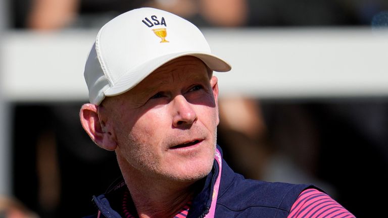USA team captain Brandt Snedeker looks at the crowd on the first tee prior to the Presidents Cup golf 