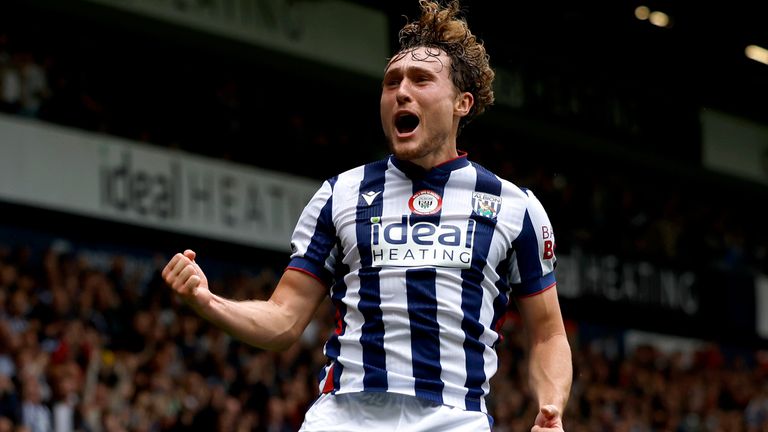 Callum Styles of West Brom celebrates after making it 1-1