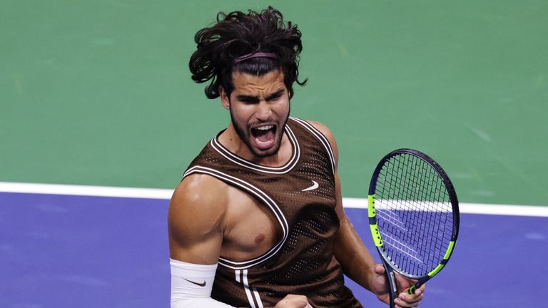 Carlos Alcaraz shrugged off losing the first set to dominate the next three and beat Portugal's Jaime Faria