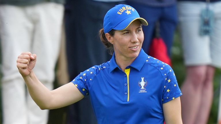 Carlota Ciganda of Europe on the final day of the Solheim Cup 