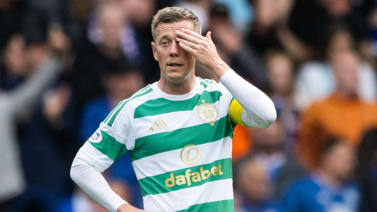 GLASGOW, SCOTLAND - SEPTEMBER 13: Celtic's Callum McGregor looks dejected after Rangers score their second goal during a Premier Sports Cup Quarter-Final match between Rangers and Celtic at Ibrox Stadium, on September 13, 2026, in Glasgow, Scotland. (Photo by Paul Devlin / SNS Group)