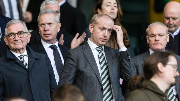 Celtic chief executive Michael Nicholson (centre) admits it has been a "painful" week for the club