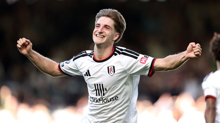 Cesar Palacios celebrates after scoring Fulham's second goal against Crystal Palace