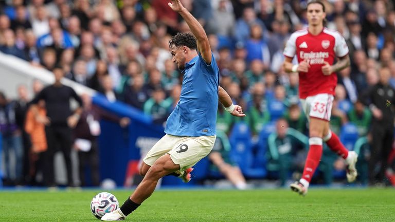 Charalampos Kostoulas scores Brighton's second goal against Arsenal