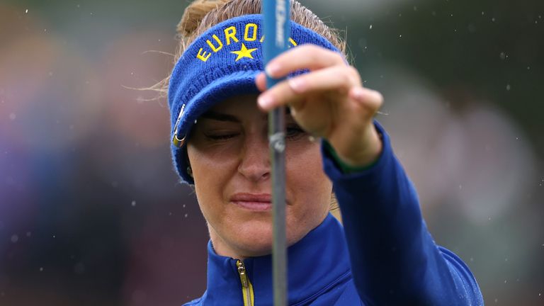 Team Europe's Charley Hull in action during the Sunday singles at the 2026 Solheim Cup at Bernardus Golf (Getty Images)