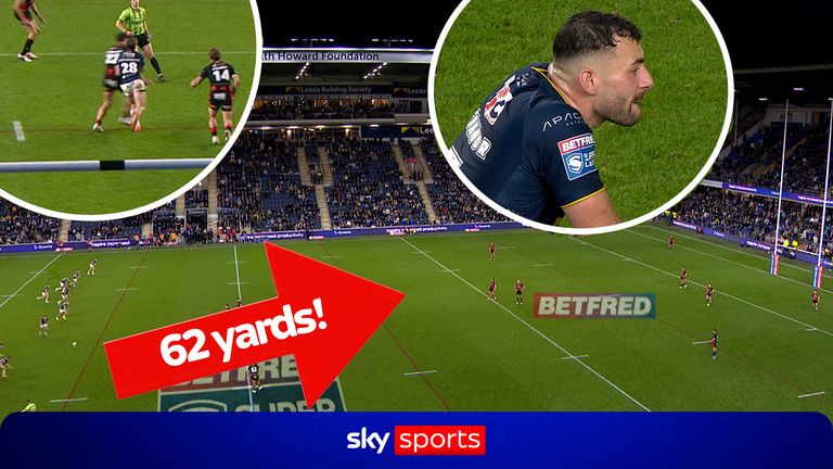 Jarrod Connor and Leeds choose to kick the penalty to tie the game from over 60 metres which lands well short after controversial penalty call in the last minute of the match.