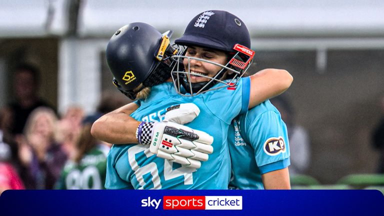 Maia Bouchier reached her ODI century in style with a boundary.