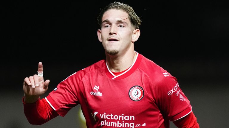 Dom Ballard celebrates scoring for Bristol City against Watford
