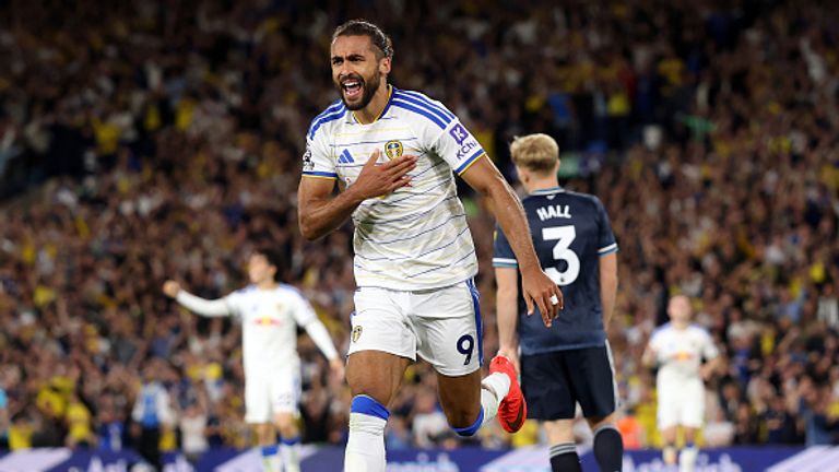 LEEDS, ENGLAND - SEPTEMBER 14: Dominic Calvert-Lewin of Leeds United celebrates scoring his team?s second goal during the Premier League 2026/27 match between Leeds United and Newcastle United at Elland Road on September 14, 2026 in Leeds, England. (Photo by Stu Forster/Getty Images)