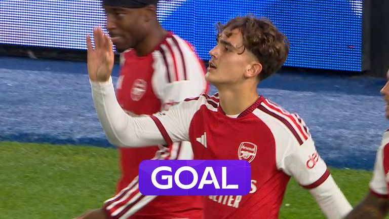 Max Dowman wins possession near halfway, drives Arsenal forward and caps off the move with a clinical finish against Ipswich.