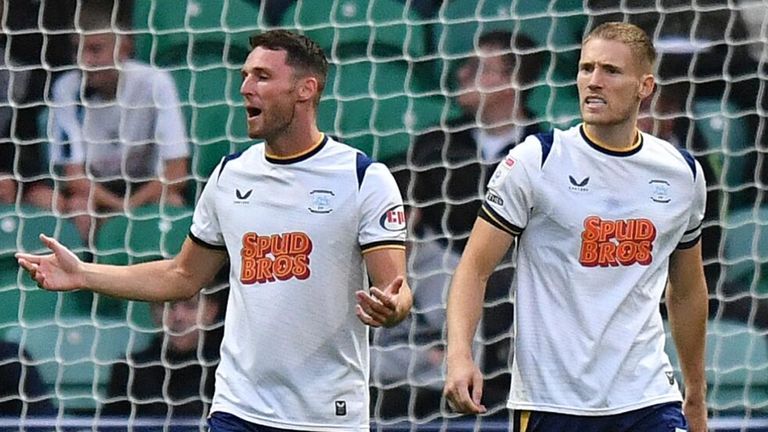 Preston players show their disappointment after conceding an early goal at home to Bristol City