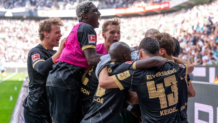 Elversberg were celebrating again as they came from two goals down to beat Borussia Monchengladbach 4-3 at Borussia-Park
