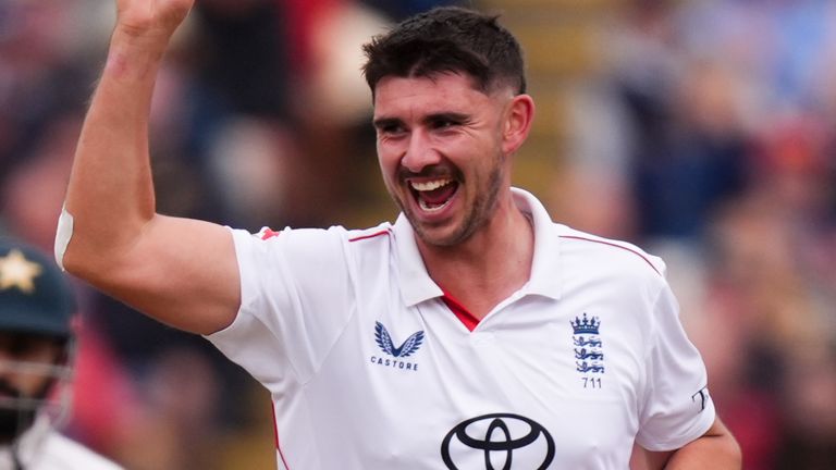 England's Josh Tongue celebrates the wicket of Pakistan's Ghazi Ghori 