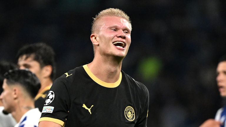 Erling Haaland scored twice in Man City's Champions League win at Porto