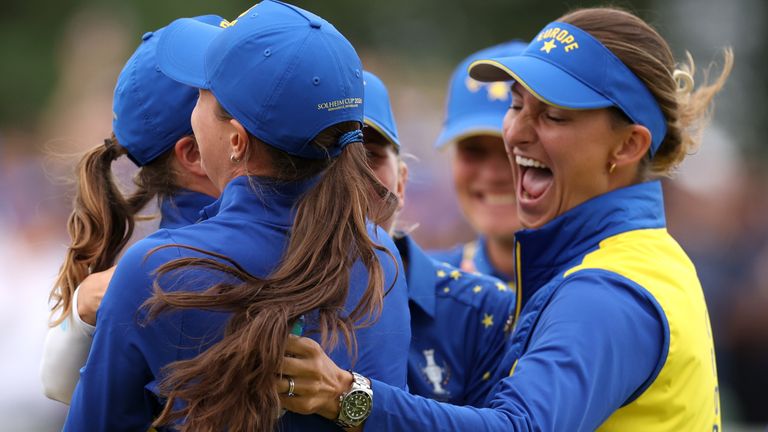 Team Europe celebrate at the Solheim Cup